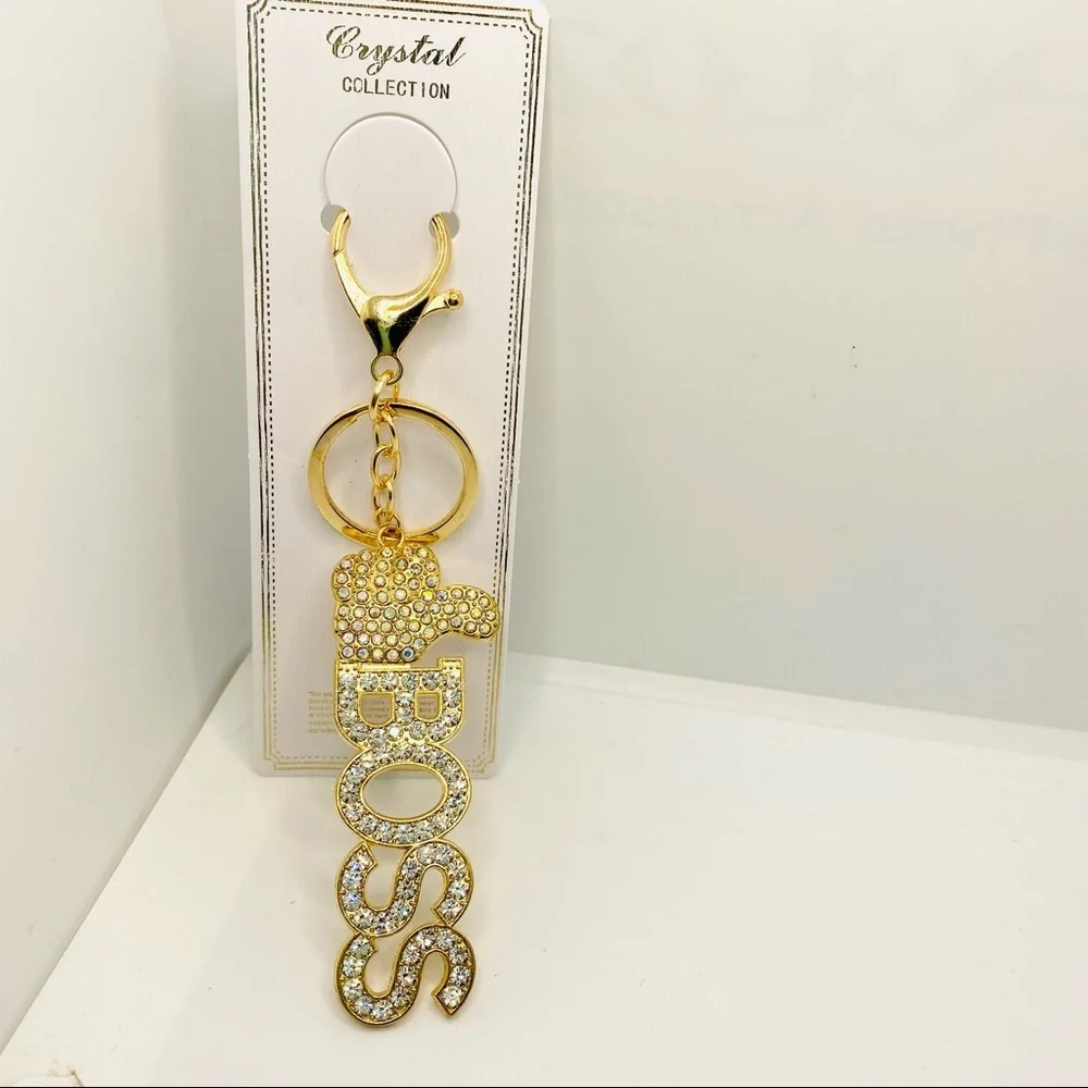 NWT Purse charm Keychain Boss in Crystal